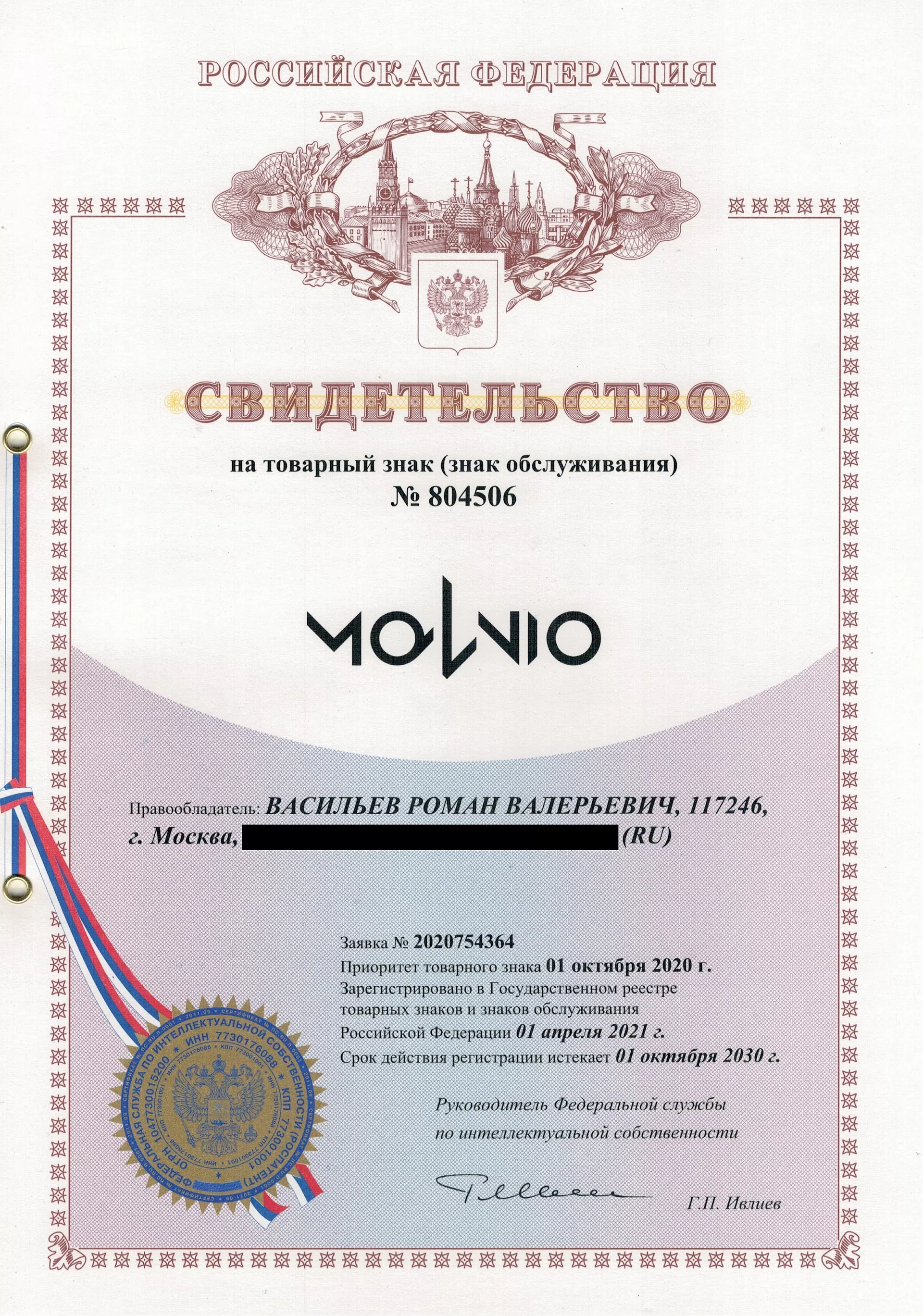 Товарный знак № 804506 – Molnio