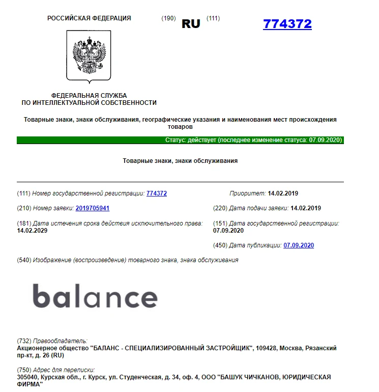 balance товарный знак