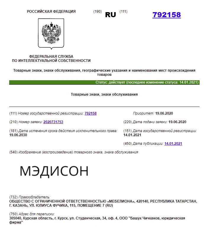 бренд мебели как товарный знак